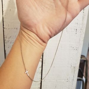 Dogeared Sterling Silver Sideways Cross Necklace